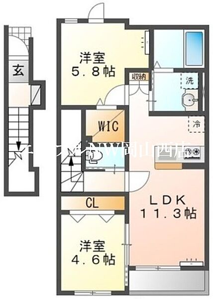 仮）シェルル・ロココモダン高松 ｜岡山県岡山市北区高松(賃貸アパート2LDK・2階・55.01㎡)の写真 その2