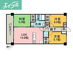ルネス下中野 3LDKの間取図画像