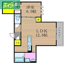 ベルデ 1階1LDKの間取り