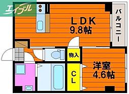 サンフォレスタ西古松 2階1LDKの間取り
