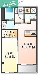 ベレッツァ久米 1LDKの間取図画像