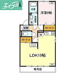 ファミールパレスB 1LDKの間取図画像