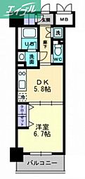 アルファレガロ西古松 1DKの間取図画像
