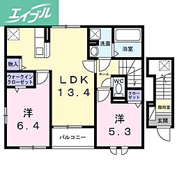 ドエル リバーパレス 2LDKの間取図画像