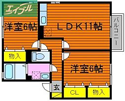 セジュール光永 2LDKの間取図画像