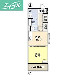 COCO中島田 1DKの間取図画像