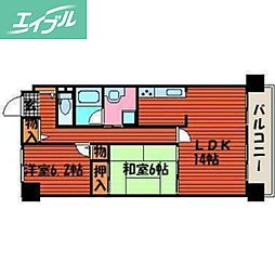 ラヴニール辰巳 2LDKの間取図画像