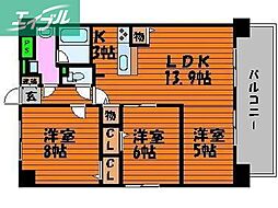 フィール野田公園 3LDKの間取図画像