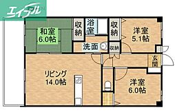 ルネス下中野 3LDKの間取図画像