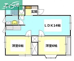 ポッシュハウス1 2LDKの間取図画像