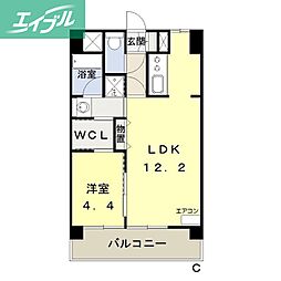 COCO西市 1LDKの間取図画像