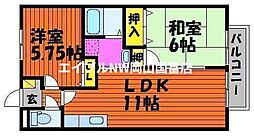 JR山陽本線 西川原駅 徒歩24分の賃貸アパート 1階2LDKの間取り