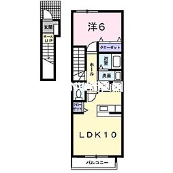 JR山陽本線 高島駅 徒歩24分の賃貸アパート 2階1LDKの間取り