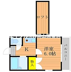 西川原第3レジデンス 1Kの間取図画像