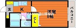 ヴァンテアン東山 1Kの間取図画像
