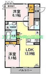イルヴィラージュA 2LDKの間取図画像