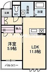 ヴィラガーデン 1LDKの間取図画像