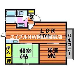 マルシンアパートA 2LDKの間取図画像