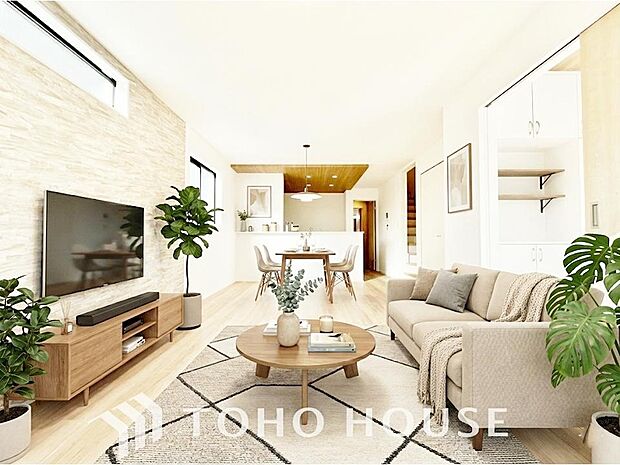 リビングも広く設け、訪れる人々を暖かく迎えてくれます。（CGによるイメージ写真です。）