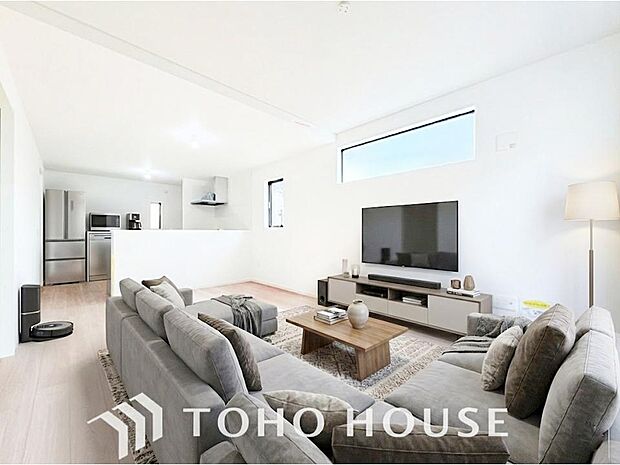 光が注がれる青い空から鮮やかに赤色にゆっくりと染まる。そんな優しい時間がここでは流れてゆく。 ※家具・家電はCGです。