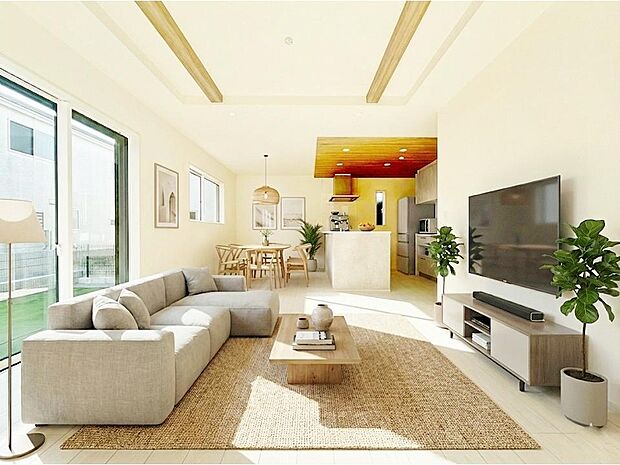 家族皆が集まる場所だからこそ、一番明るく使い勝手のいい空間に仕上げております。CGによるイメージ写真です。