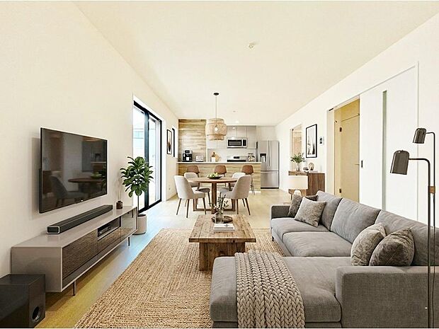 爽やかな通風と採光を存分に感じる事が出来る空間です。家具・家電はCGです。