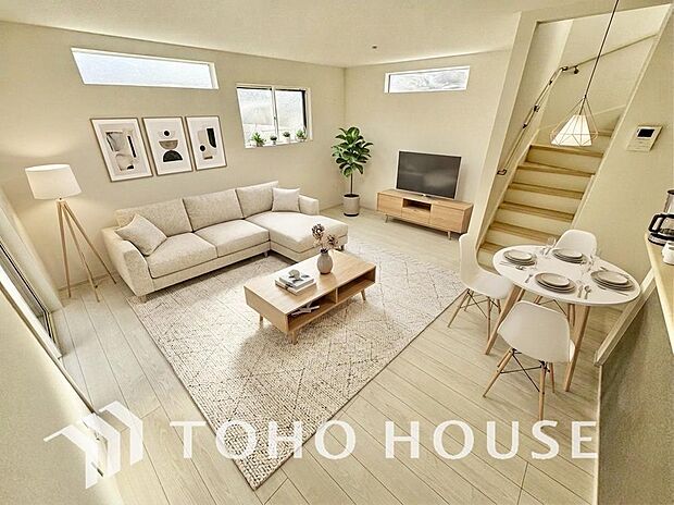 爽やかな通風と採光を存分に感じる事が出来る空間です。※家具・家電はCGです。