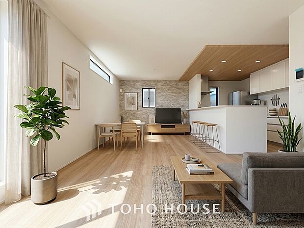 リビングも広く設け、訪れる人々を暖かく迎えてくれます。（家具・家電はCGです）