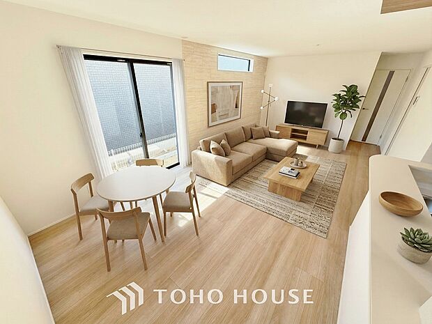 爽やかな通風と採光を存分に感じる事が出来る空間です。(家具・家電はCGです)