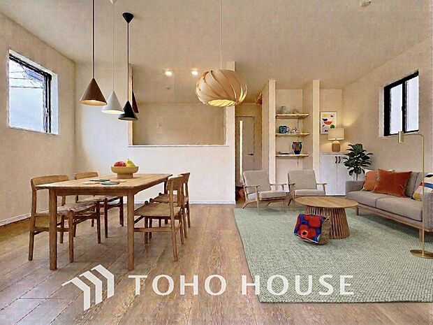 毎日の暮らしに癒しをもたらす居心地の良いリビングです。(※家具・家電等はCG加工です)