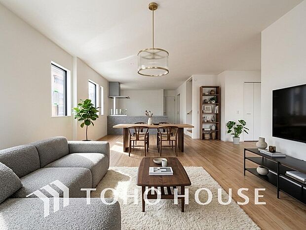 毎日の暮らしに癒しをもたらす居心地の良いリビングです。※CGにて家具を配置したイメージ画像です。