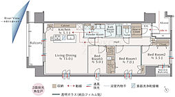 デュオヒルズ盛岡中ノ橋ザ・プレミア 3LDKの間取図画像