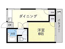 第一渡辺荘 2階1DKの間取り