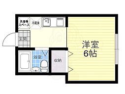 カナリーグラス 2階1Kの間取り