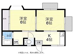 ル　シュクル 2階2Kの間取り
