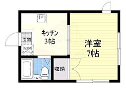 パークサイドカタクラ 1Kの間取図画像