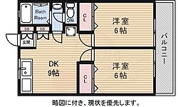 パレスのばら 2DKの間取図画像