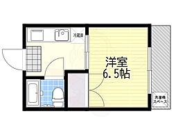三海ハイム 1Kの間取図画像