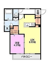 ミリアビタ宮本 3階1LDKの間取り
