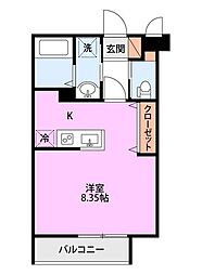 ミリアビタ宮本 3階ワンルームの間取り