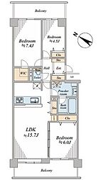 パークシティ白岡C棟 3LDKの間取図画像