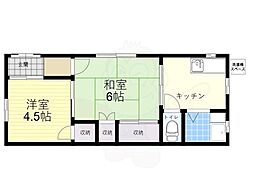 南コーポ 1階2Kの間取り