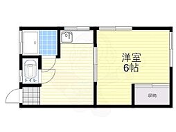 明荘 2階1DKの間取り