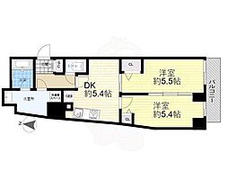 アイル押上ノース 4階2DKの間取り