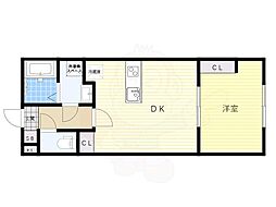 サンライズ墨田 2階1LDKの間取り