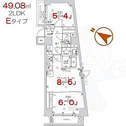 K-COURT押上 2階2DKの間取り