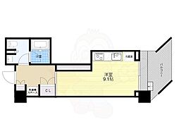 プライムメゾン浅草イースト 7階ワンルームの間取り