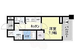 プレール・ドゥーク蔵前 5階1Kの間取り