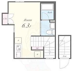 FAIR亀戸クレスト 2階ワンルームの間取り