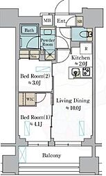 Brillia ist 墨田曳舟 2LDKの間取図画像